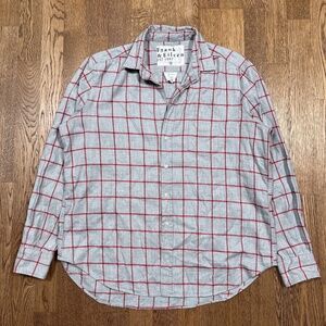 Frank & Eileen Eileen Flannel Red Gray L/S Button Shirt Blouse Womens Medium